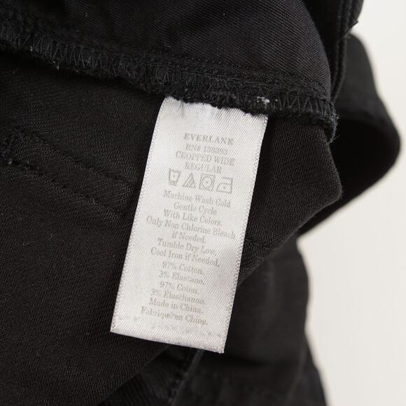 Everlane Black Cropped Wide Leg Heavy Cotton Pants Womens Sz 0 - Picture 10 of 12